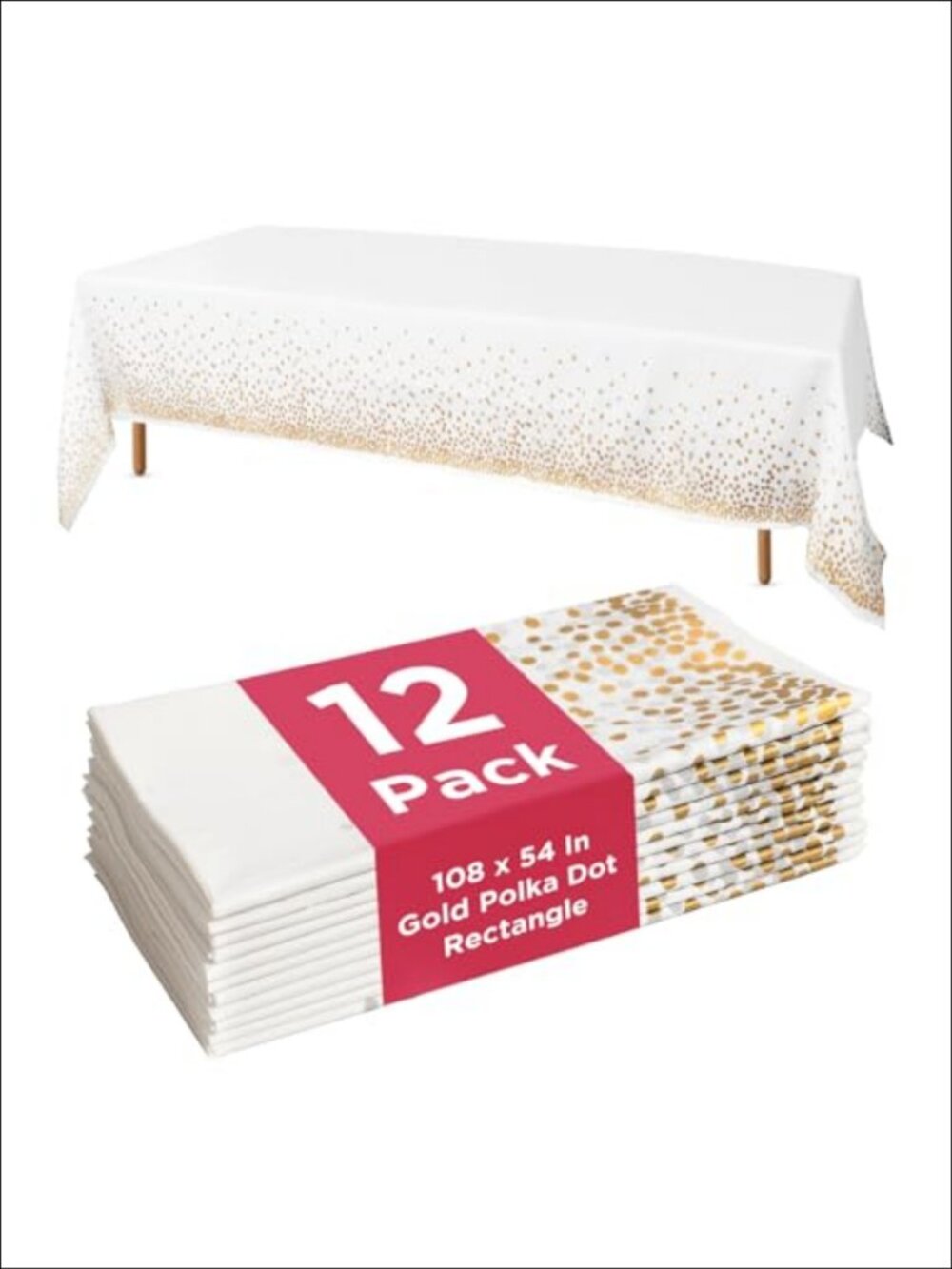 12 Pack Disposable Plastic Tablecloth 54x108 Inch Waterproof Stain Resistant